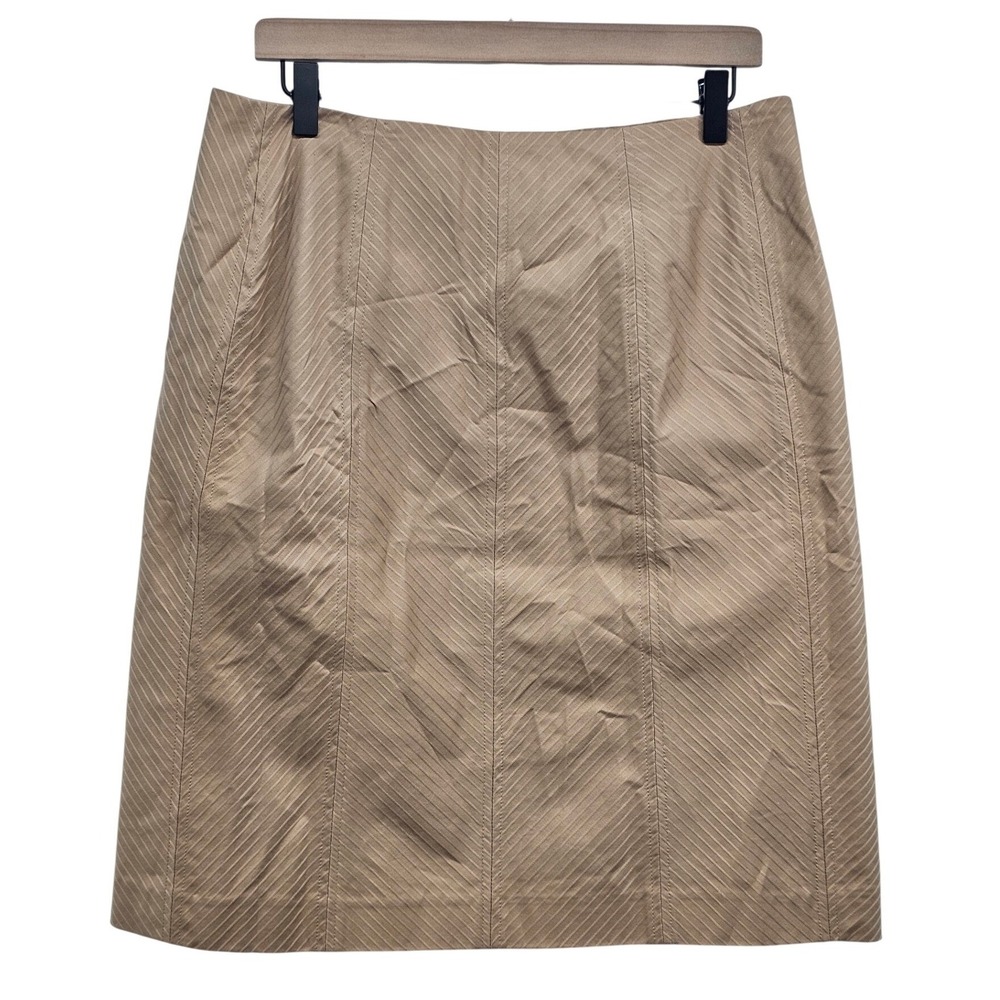Apostrophe Stretch Womens Size 12‎ Pencil Skirt Suntan Beige Textured Stripe NWT